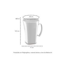 Caneca Preta Cappuccino Plastico PP 400ml 1un
