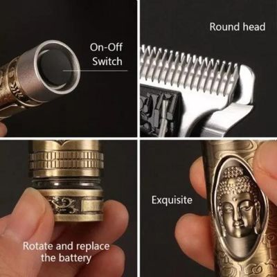 Máquina De Acabamento Pezinho/barba Metalizado Sem Fio Recarregável Buda 2 Baterias Kemei Km-1974A