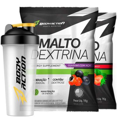 2x Maltodextrina Malto Dextrin 1kg Guaraná Com Açaí Morango