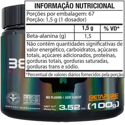 Beta Alanina Extreme Fatigue Reductor 100g Black Skull
