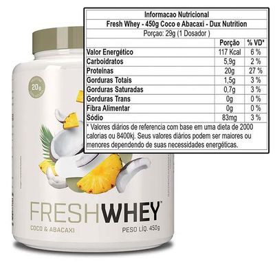 Fresh Whey Dux 450G 3W Isolado Sabor Coco e Abacaxi