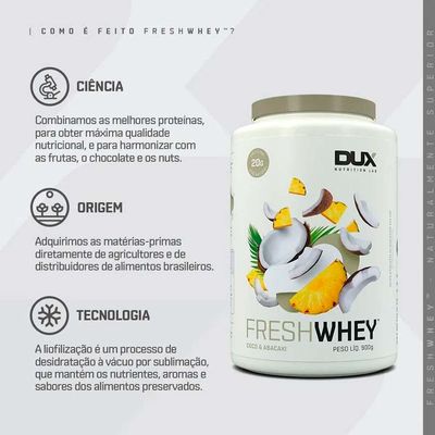 Fresh Whey Dux 450G 3W Isolado Sabor Coco e Abacaxi