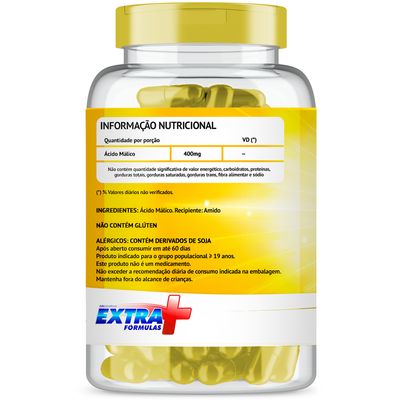 Ácido Málico 400mg com 120 cápsulas