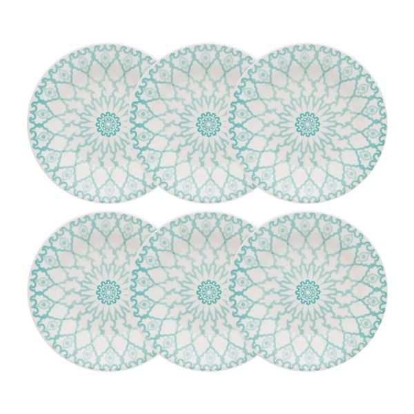 Prato Fundo de Cerâmica Estampa Donna Mandala 22cm 6 Unidades - Biona 091066