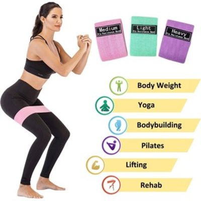 Conjunto de faixas de resistência para pernas e bumbum, esportes, quadril, tecido resistente a tecido Kit 3 LARGOS