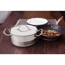 Caçarola Funda Tramontina Professional Aço Inox 3,6L com Tampa Plana e Fundo Triplo 20cm