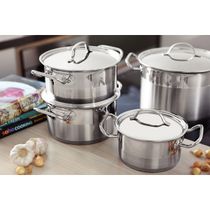 Caçarola Rasa Tramontina Professional Aço Inox 7,1L com Tampa Plana e Fundo Triplo 28cm