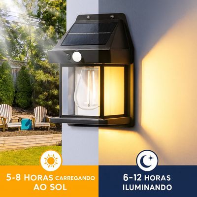 Lâmpada de Led Recarregável Energia Solar Sensor Movimento