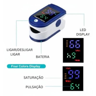 Oxímetro Digital de Dedo Medidor de Saturação de Oxigênio