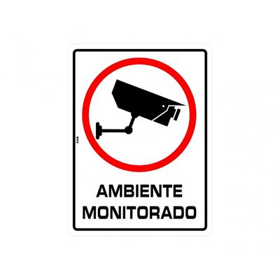 Placa Sinal.Pvc 15X20Cm Ambiente Monitorado Ref 1916