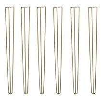 Kit 6 Pés de Metal 90 CM Hairpin Legs Aparador e Mesa de Canto Dourado