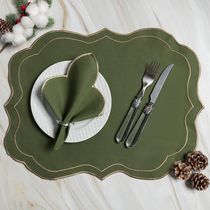 Kit 12 Jogos Americanos Guardanapos De Mesa Retangular Bordado Escócia - Verde