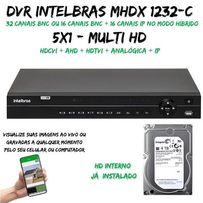Dvr Mhdx 1232-C Intelbras  Multi Hd 32 canais C/HD 4tb