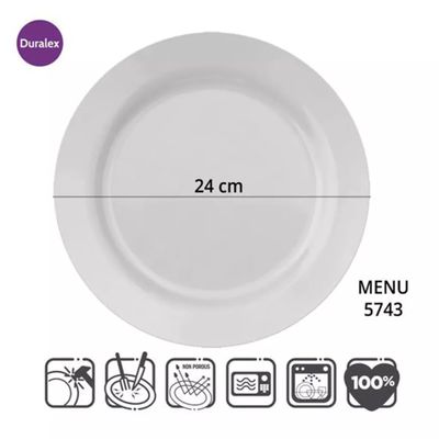 Pratos Rasos Duralex Opaline Menu 24cm 24 Unidades - Nadir 5743
