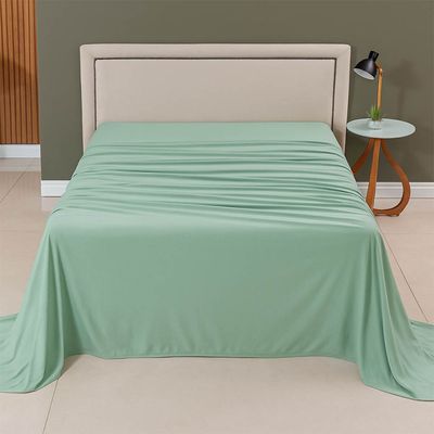Lençol de Cima Avulso Minimal Liso Casal 01 Peça Malha 100% Algodão - Verde