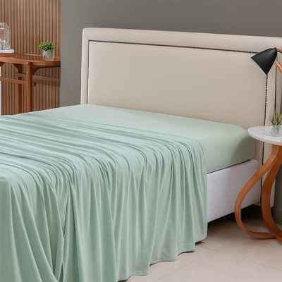 Lençol de Cima Avulso Minimal Liso Casal 01 Peça Malha 100% Algodão - Verde