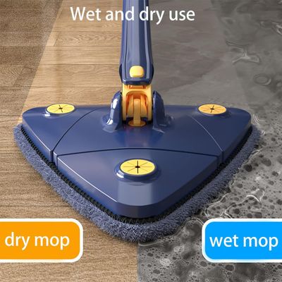 Mop giratório de 360 °, esfregão seco e úmido ajustável giratório de 360 graus, esfregão C/ 2 Pads Microfibra