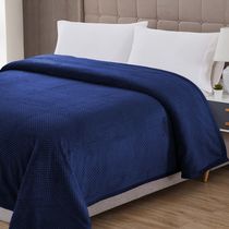 Cobertor Casa Scarpa Poppy Queen Manta Ultrasoft Alto Relevo Super Macia - Azul Marinho