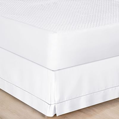 Saia Cama Casal Padrão Box Percal 180 Fios Acabamento em Ponto Palito - Branca
