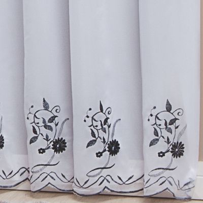 Cortina Combinada Voal Doha 300x250cm Branca detalhes Cinza