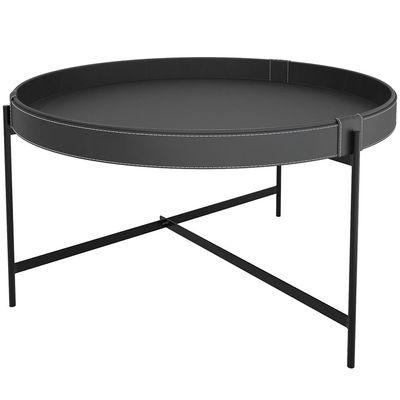 Kit 02 Mesas de Centro Decorativo Sala de Estar 70 cm Industrial Sintético Preto P06 Aura - Lyam