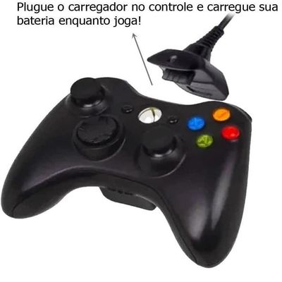 Bateria Recarregável + Cabo Carregador Para Controle Wireless de Xbox 360 12000mAh