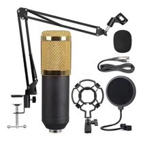 Kit Microfone Studio Gravação BM-800 + Pop Filter + Aranha + Braço Articulado