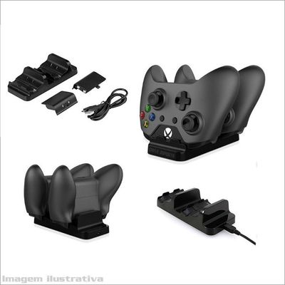 Carregador Dual Power Dock com 2 Baterias para Controle Xbox One Dobe 300mah