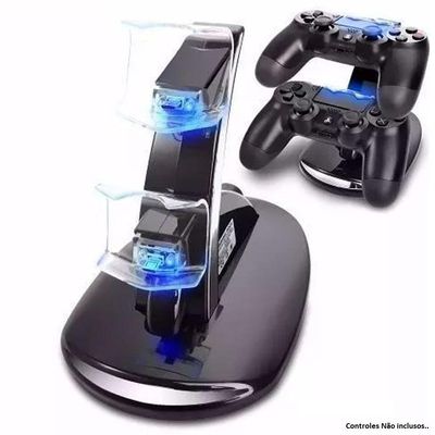 Carregador Controle Ps4 Suporte Dock Vertical Playstation 4 Preto