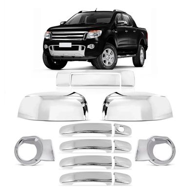 Kit Aplique Cromado Maçaneta Retrovisor Traseira Milha Ford Ranger 2013 à 2015