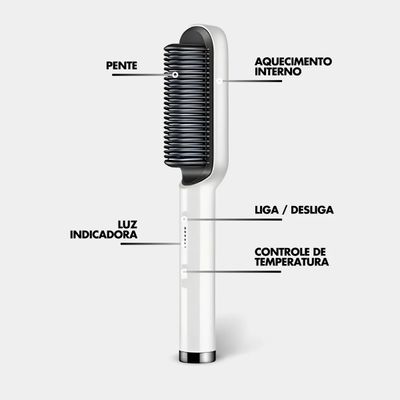 Escova Pente Alisadora Para Cabelo Profissional Branca