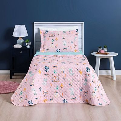 Cobre Leito Kidsteem Solteiro Micropercal Foxy 2 Peças  - 100% Poliéster