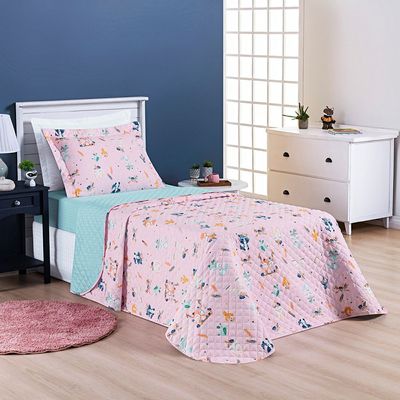 Cobre Leito Kidsteem Solteiro Micropercal Foxy 2 Peças  - 100% Poliéster