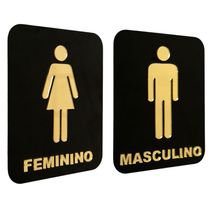Kit 2 Placas Wc Acrílico Banheiro Masculino Feminino 20x15cm