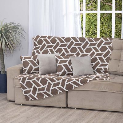 Manta Xale Turin 2,40m x 1,50m Sofá Cama Tecido Jacquard 01 Peça - Geométrico Avelã - 60% Algodão/ 40% Poliéster