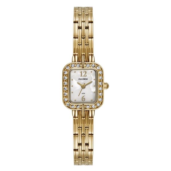 Relogio Mondaine Feminino Ref: 99781lpmvde1 Retangular Dourado