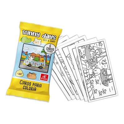 Kit 24 Cards para Colorir Cozy Comfy
