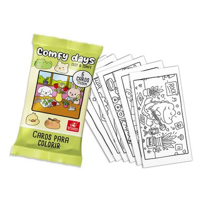 Kit 24 Cards para Colorir Cozy Comfy
