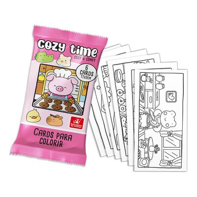 Kit 24 Cards para Colorir Cozy Comfy