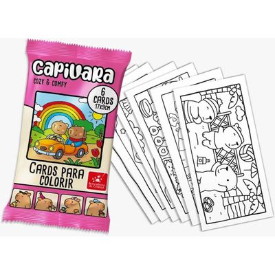 Kit 24 Cards para Colorir Capivaras Cozy Comfy Capivaras