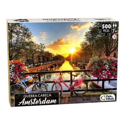 Quebra-Cabeça - 500 peças - Amsterdam - Pais e Filhos