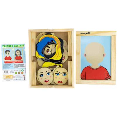 Jogo Feições Faciais - Madeira - BrinqMutti