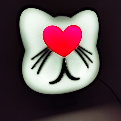 Luminária de Mesa Pet Gato Led Abajur Mesa 3D com Fonte