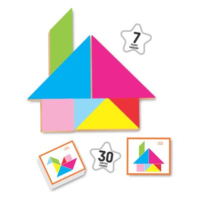 Quebra Cabeça Tangram Geométrico Em Madeira - Nig 0447