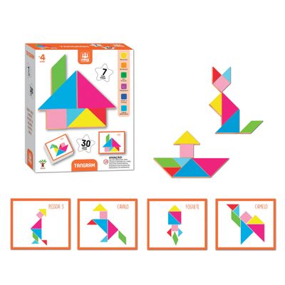 Quebra Cabeça Tangram Geométrico Em Madeira - Nig 0447
