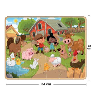 Quebra Cabeça Infantil Fazendinha 30 Peças Em Madeira - Nig 0424