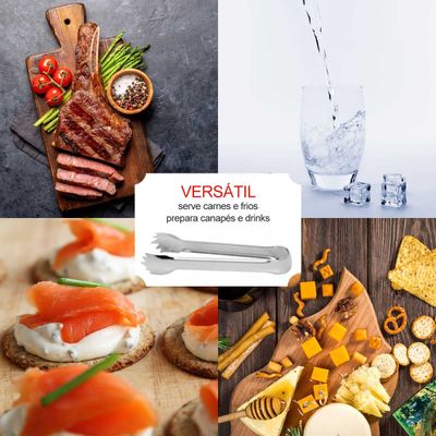 Pegador de Alimentos Inox Cozinha Profissional 40 30 e 12cm