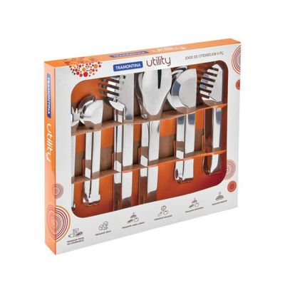 Jogo de Utensilios Tramontina Utility em Aço Inox 6 Peças