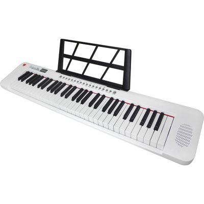 Kit Teclado Musical Portátil 61 Teclas Rhythmic 50WH Branco com Suporte em X