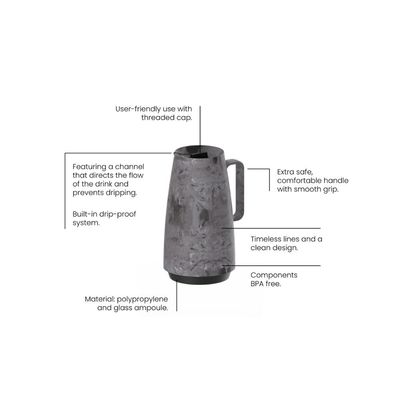 Bule Térmico Tramontina Exata em Plástico Marmorizado Cinza 500 ml